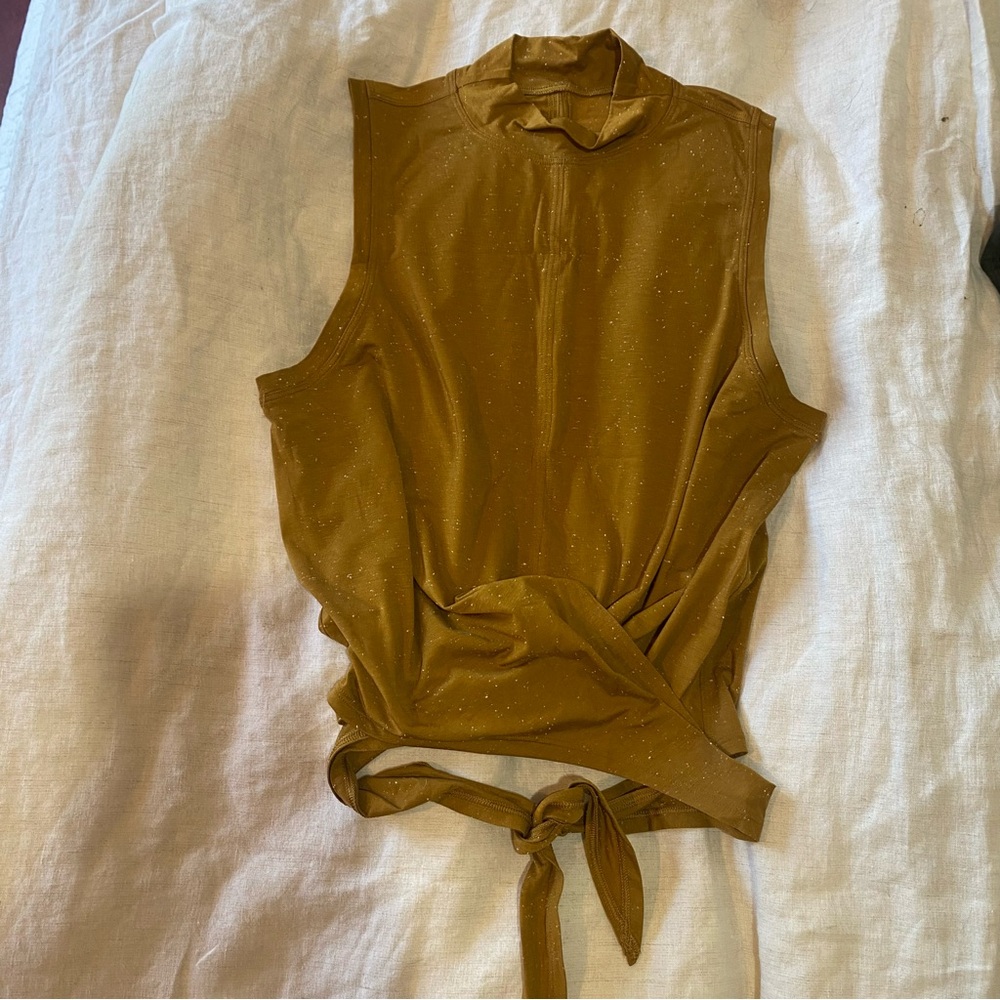 Lululemon copper Tie-Front mock neck shirt